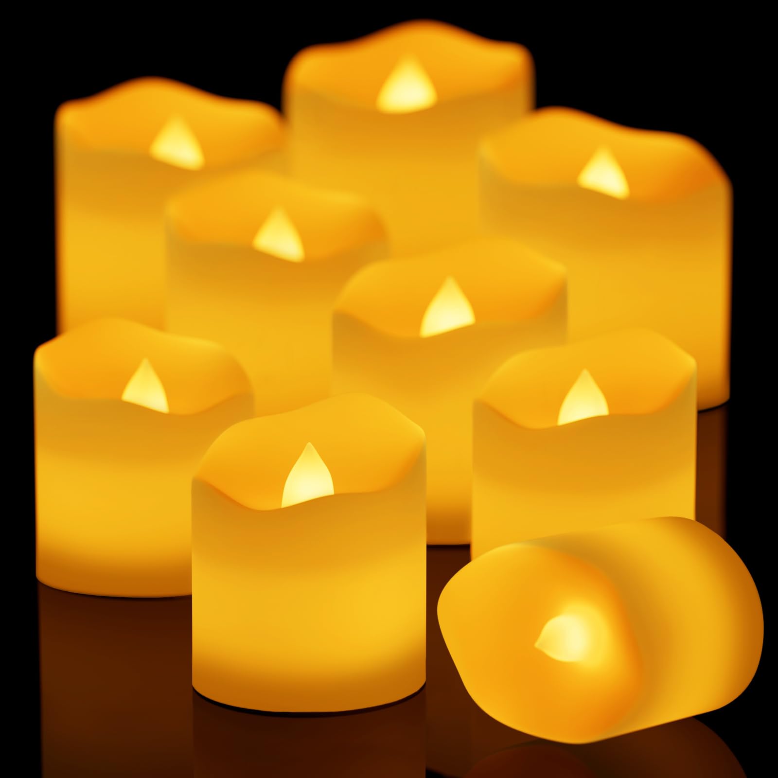 Ddomijoy キャンドルライト LED キャンドル 揺らぐ炎 電池式 ろうそく 24個セット 暖白色 ティーライト 安全 便利 お盆/ハロウィーン/クリスマス/パーティー/結婚式/プロポーズ/誕生日 屋内 屋外 間接照明 飾り リラックス 雰囲気作り（点滅）