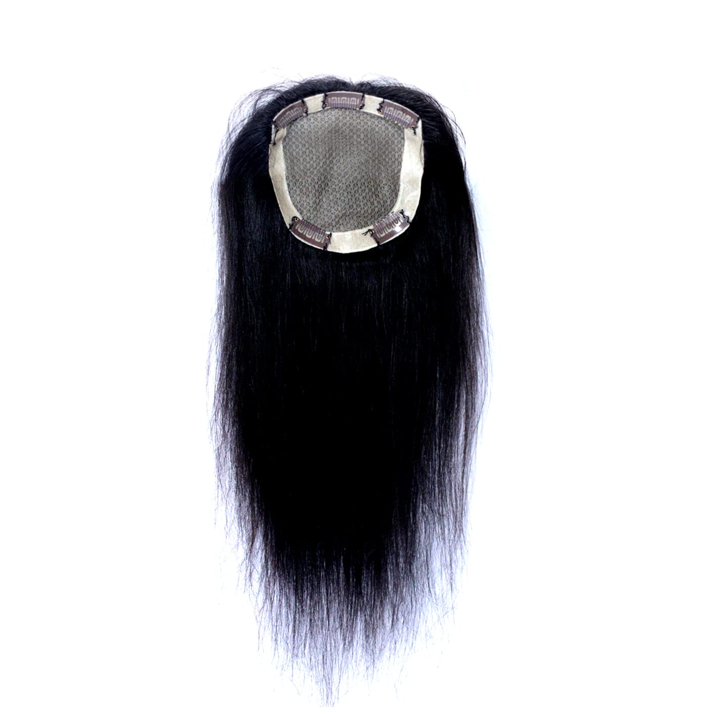 Majik Handmade Indian Silk Base Human Hair Forehead Topper for Women (Black, 4x4 Inch)