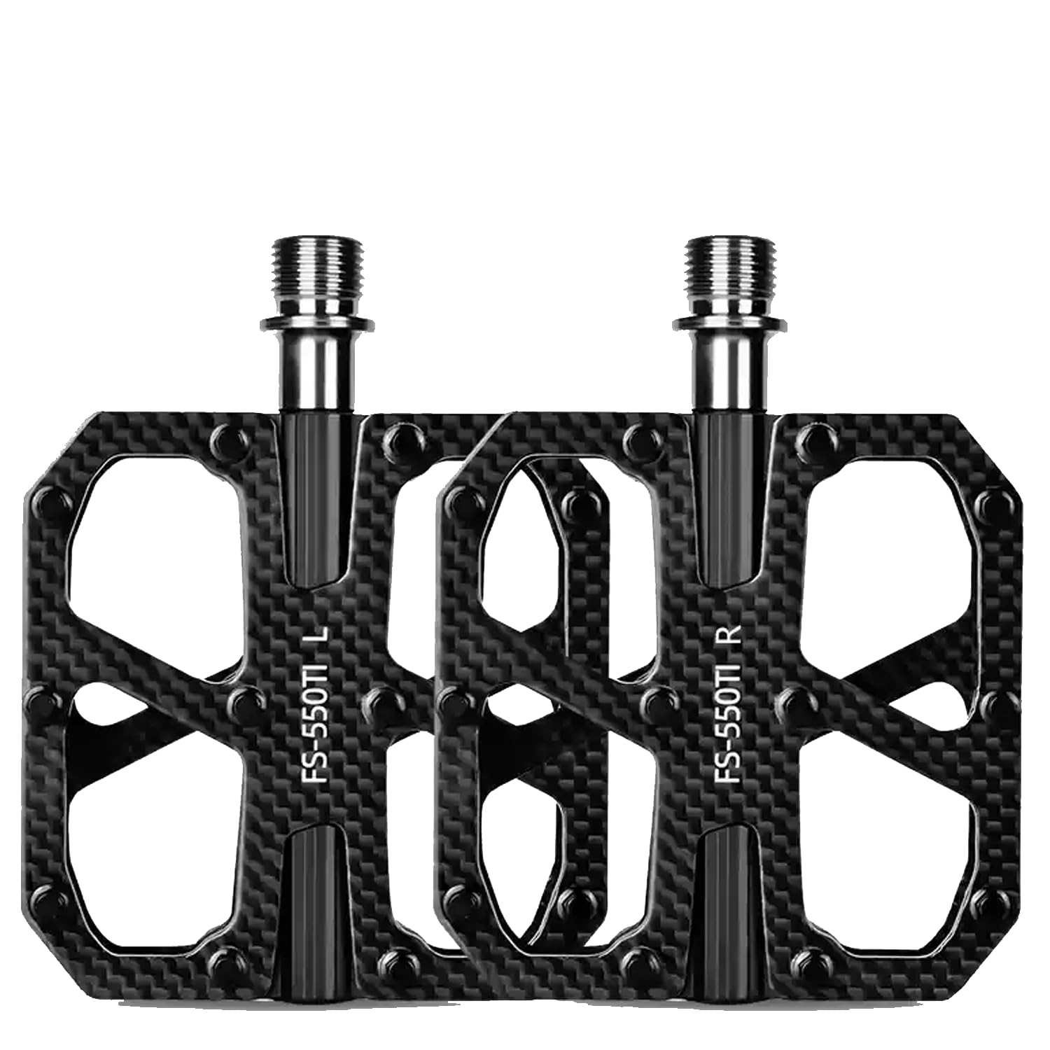 Carbon Fiber Pedals with Titanium Core - Lightweight T800 Carbon Fiber, Anti-Slip Aluminum Pins, 12-Pin Design, Durable & Strong for Road & Mountain Bikes