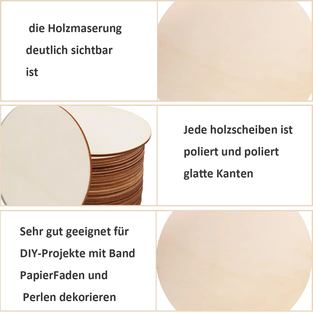 Lot De 20 Disques En Bois Ronds 10cm - Pour Peinture, Bricolage, Décoration Et Sous-Verres