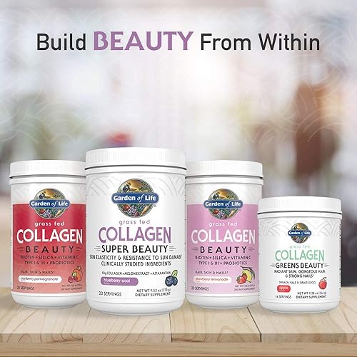 Miniatura 9 de Garden of Life - Grass Fed Collagen Beauty - Polvo de colágeno para mujeres y hombres, sabor granada y arándano, 20 porciones, para las uñas, piel,