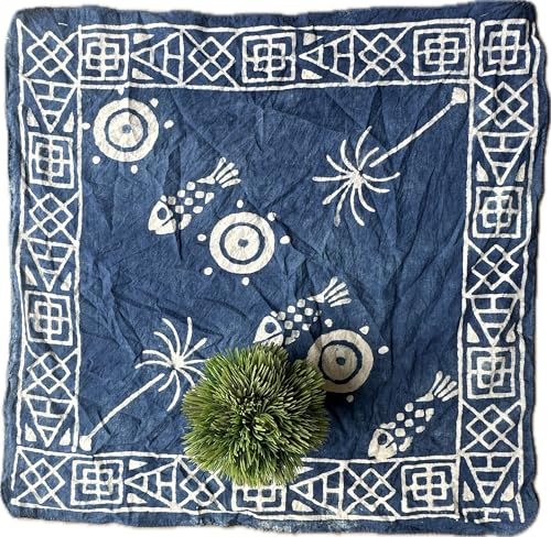 Bandana Organic Cotton Bandana For Women`Premium Kerchiefs for Men and Women Paisley Design Hand Printed Cotton Scarf, Cotton Bandana For Men and Women, Best Gift For Men And Women. Fish Palm tree