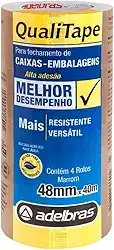 Fita para Empacotamento, Adelbras 0811000005, Marrom, Pacote de 4