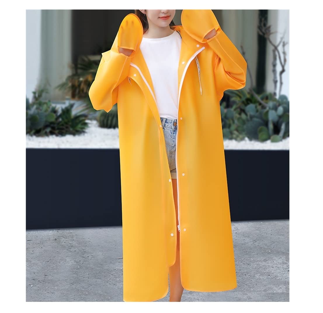 Chubasquero Chaqueta de Lluvia Impermeable Chubasquero De Bicicleta Para Hombres, Mujeres, Adultos, Poncho De EVA Con Sombrero, Chubasquero Largo Impermeable Poncho de Lluvia ( Blue : Oranje , Size :
