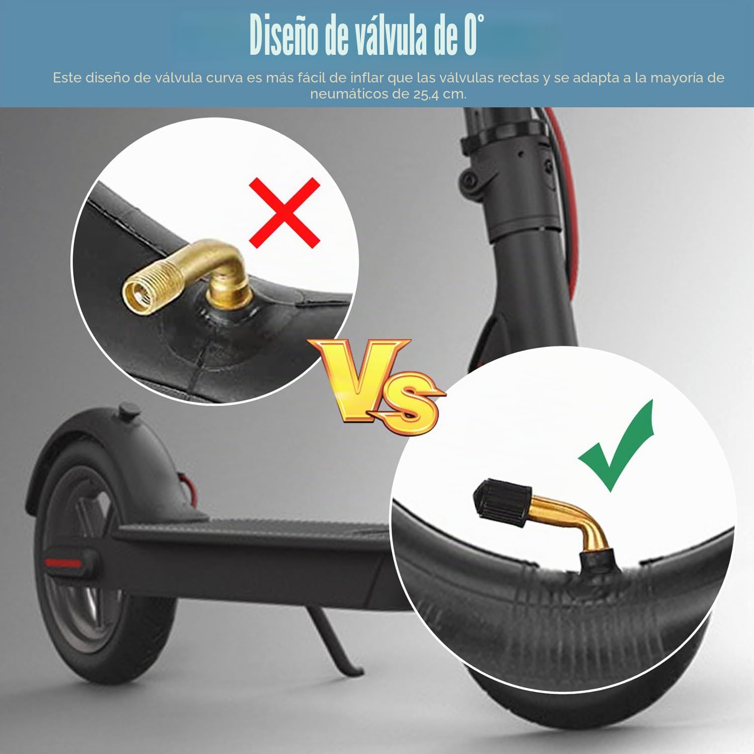 OUXI Neumático de 10 pulgadas con tubo de 10 x 2.125 0°, ángulo de válvula antideslizante, para scooter eléctrico o scooter eléctrico, neumáticos de goma con 3 herramientas de montaje
