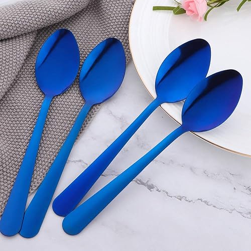 Miniatura 3 de TUPMFG Juego de 12 cucharas de servir, cucharas de acero inoxidable para banquetes de bufé, cucharadas grandes de 8.1 pulgadas, cucharón grande para