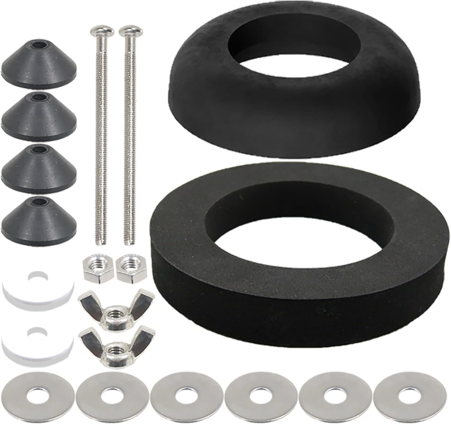 SPARES2GO Toilet Cistern Seal Kit 100mm M6 Bolt Through 1.5" Rubber Dome 2" Foam Washer Set