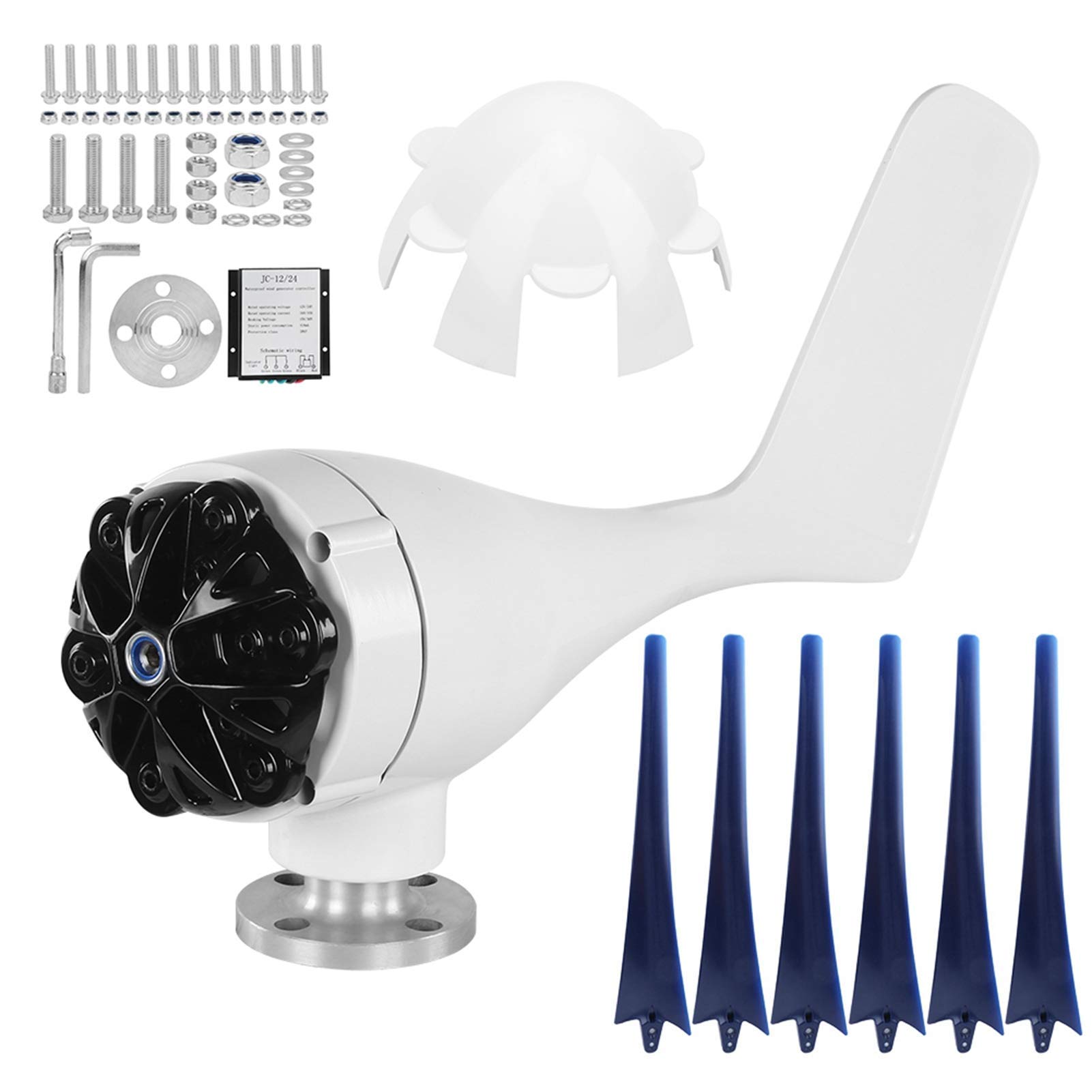 800W Windmill Turbines Generator Kit Small 6 Blade Wind Industrial Machinery Equipment fr Marine Hme Charging (Weiß 12V)