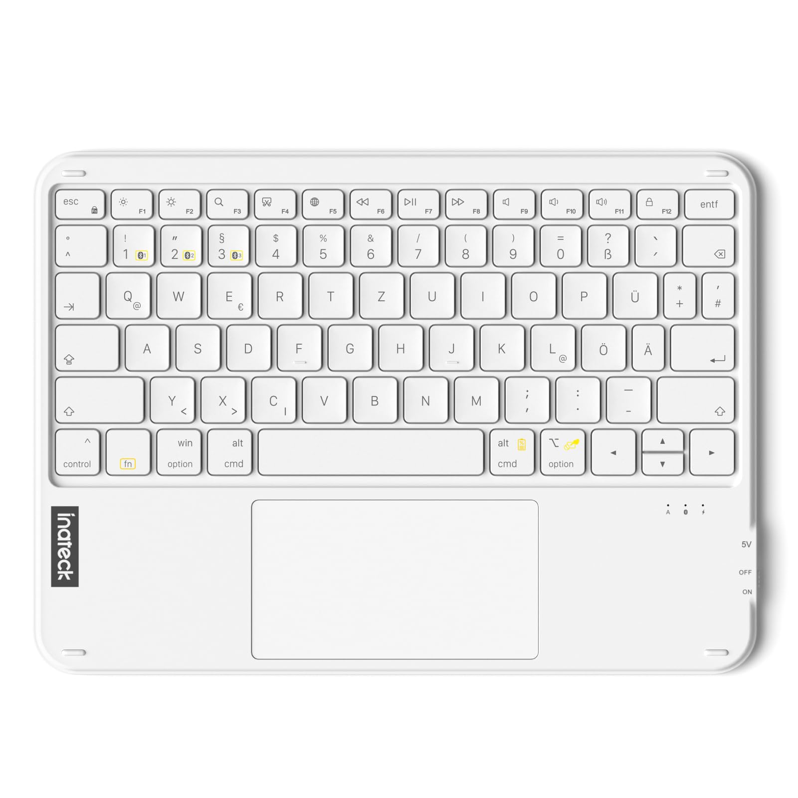 Inateck ultradünne Tablet-Tastatur mit Touchpad, 3 Bluetooth-Kanäle