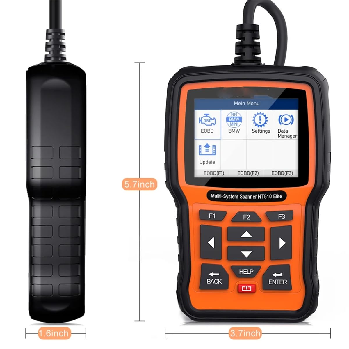 NT510 - Escáner de diagnóstico OBD2 compatible con BMW, ABS SRS D.PF, TPMS, OBD2, escáner automotriz, control bidireccional