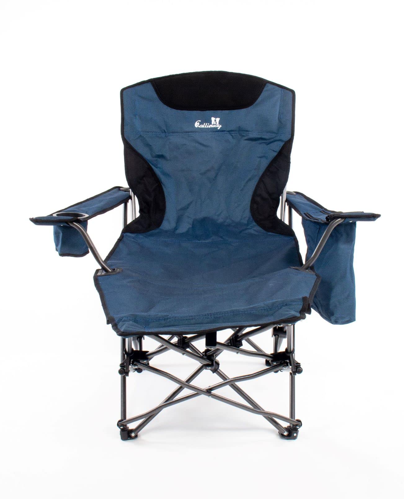 Callieway Faltbarer Camping Stuhl Relax Liegesessel Bonnie Q mit Fußstütze und Staufach (Blau)