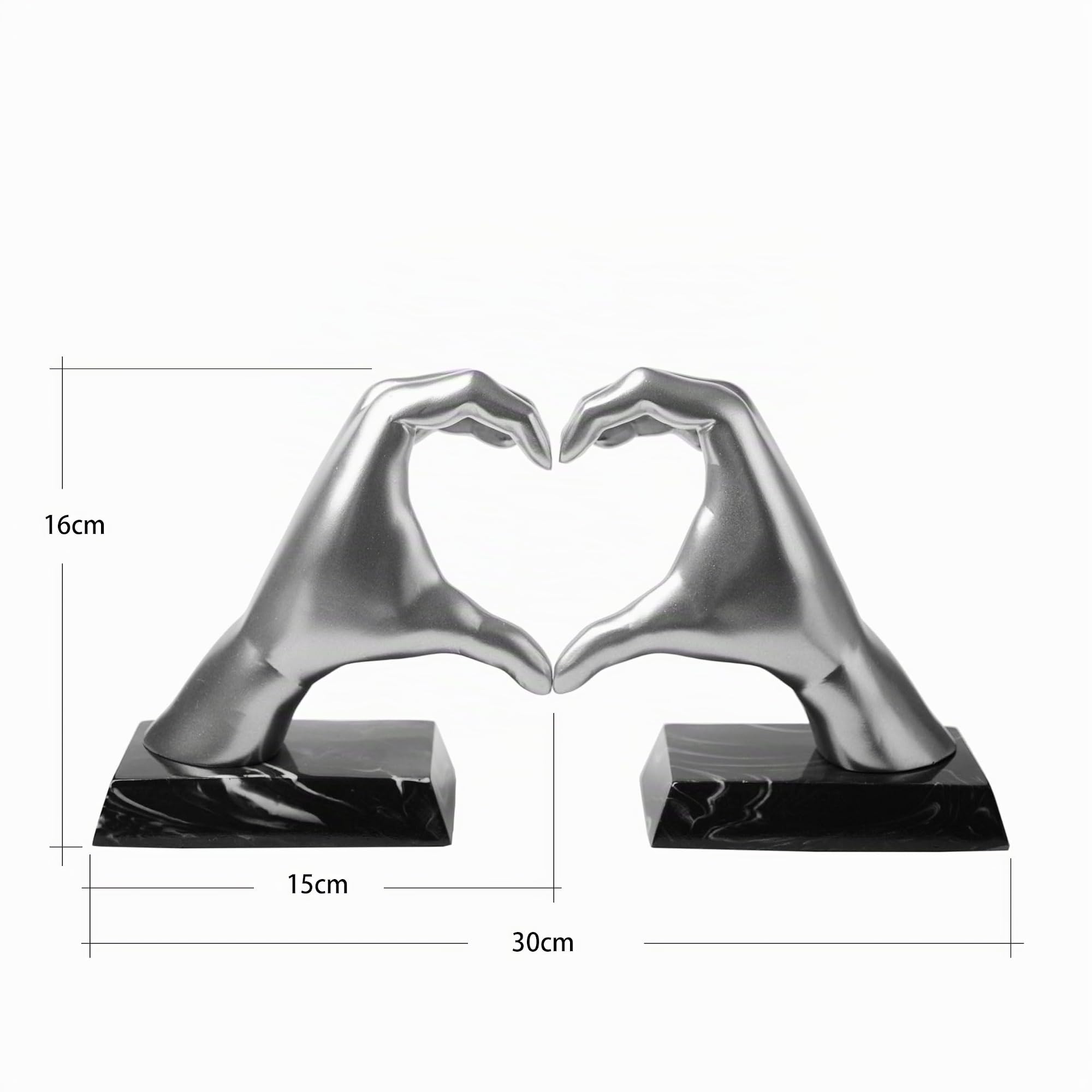 HAUCOZE Portalibri Reggilibri Mano Cuore Scultura Statua Mensola Decorazione Figurina Moderna Arte Regalo per Casa Soggiorno Ufficio 26cm
