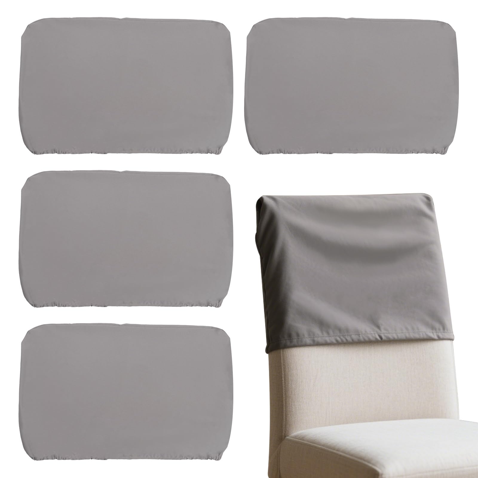 Foppla 4Pcs Dining Chair Back Covers, Elastic Polyester Waterproof Washable Stain Resistant Dustproof Slipcover, for Dining Chairs & Bar Stools in Home Office Kitchen Living Room(Grey-s) — image 1