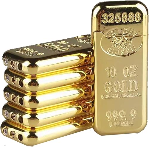 Encendedor de barra dorada, mini encendedor de bolsillo, encendedor de la vieja escuela (vacío de gas: bután no incluido) ideal para encender velas