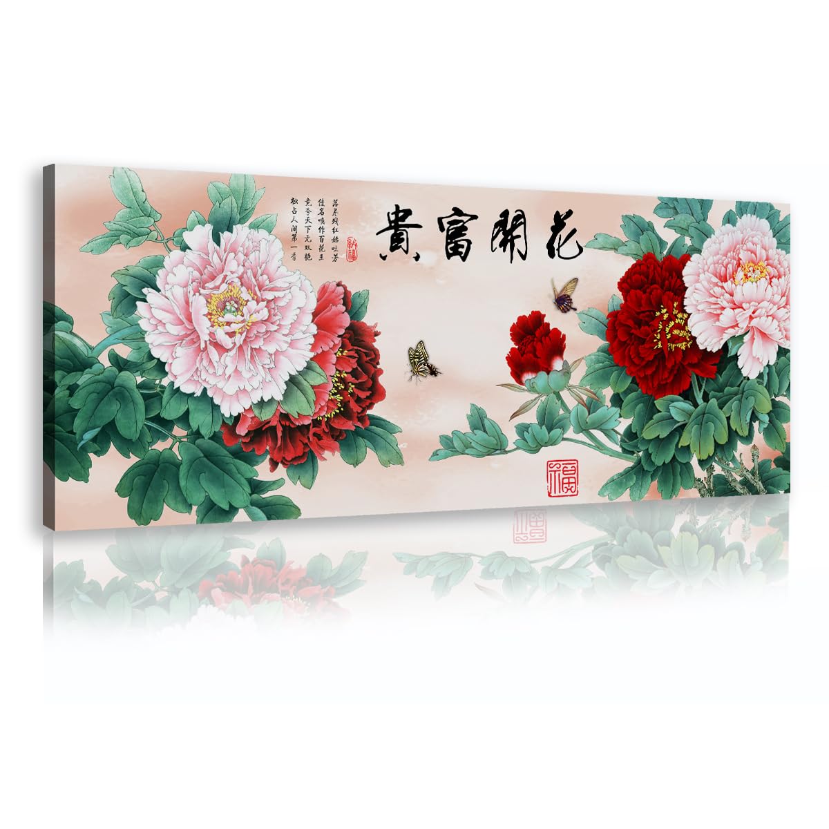 OSHIONARTE Decorazioni da parete floreali vintage Cottagecore incorniciate Cottage Flower Cottage Stampe botaniche su tela d'arte Elegante stampa a peonia per camera da letto 35x88cm Innerframe
