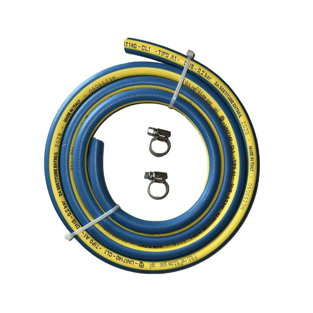 FERROELETTRA Kit Tubo flessibile per gas GPL in PVC - Ø8x13,4 mm, 2 m - Conforme alla normativa UNI7140 - Made in Italy