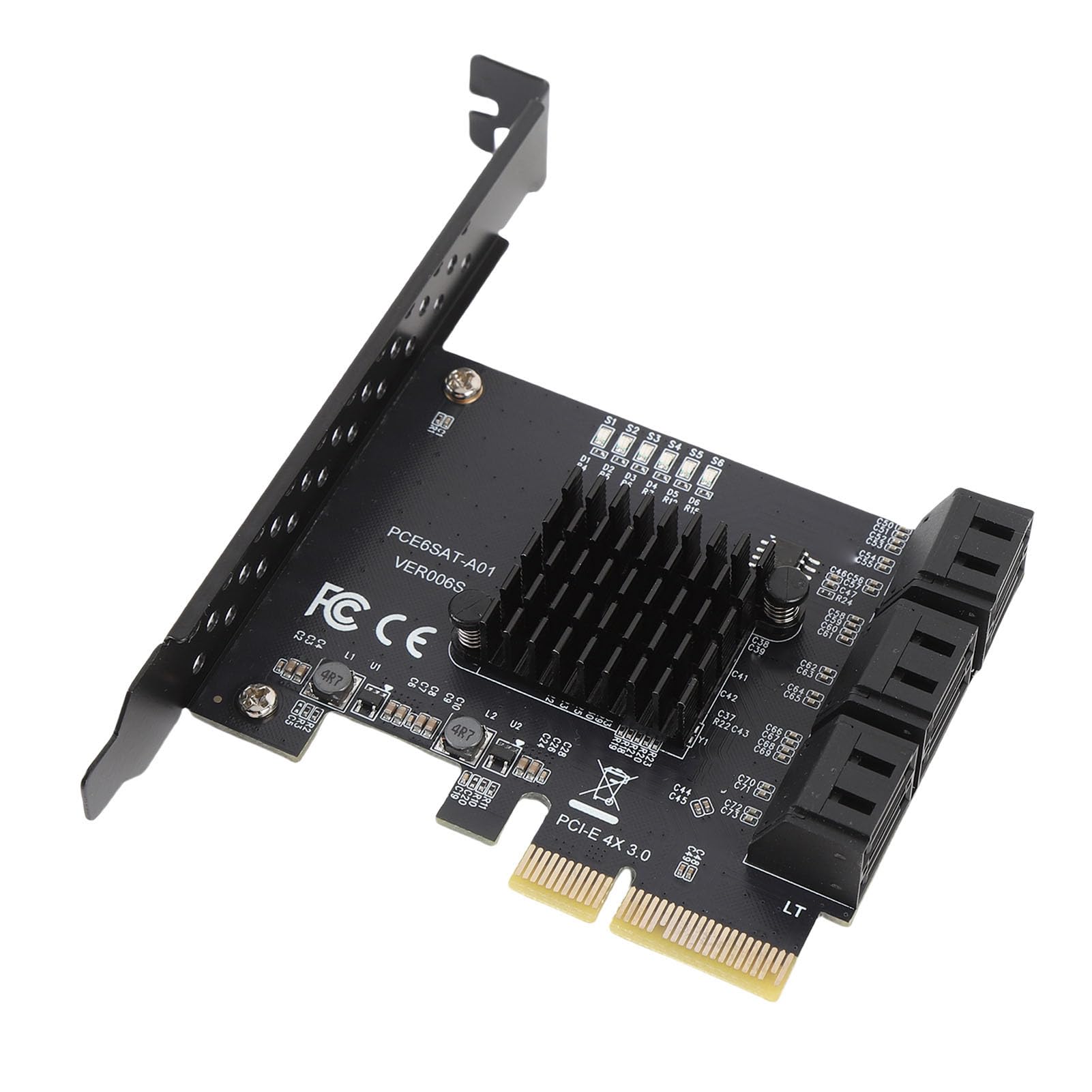 Fabater PCIe a Serie ATA3.0 Conjunto de Extensión de Disco Duro de 6 Puertos Confiable para una Transferencia de Datos Eficiente, Compatible con Diferentes Sistemas e Instalación Simple