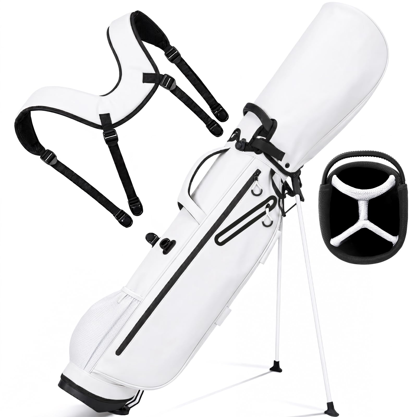 Lightweight Golf Stand Bag, 4-Way Full-Length Dividers, Holds Up to 10 Clubs, 3.7 lbs Golf Bag with Dual Straps &amp; Stand for Driving Range, Par 3, and Standard Courses