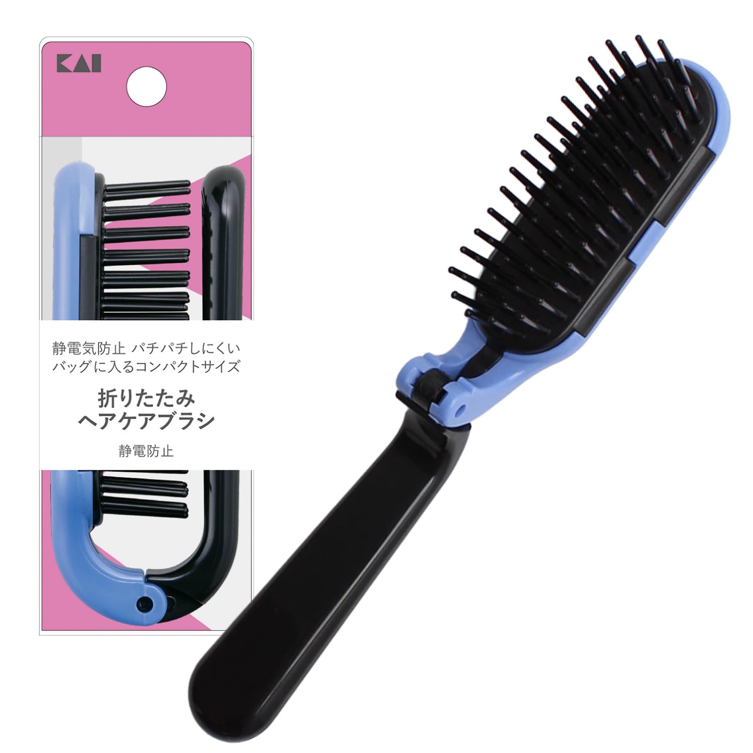 転売可能【激安！1本あたり4.8円】折りたたみヘアブラシ　1600個（200個×8箱）　② 池本刷子工業 bud(バド) 静電気除去折りたたみヘアブラシ BD900 1個