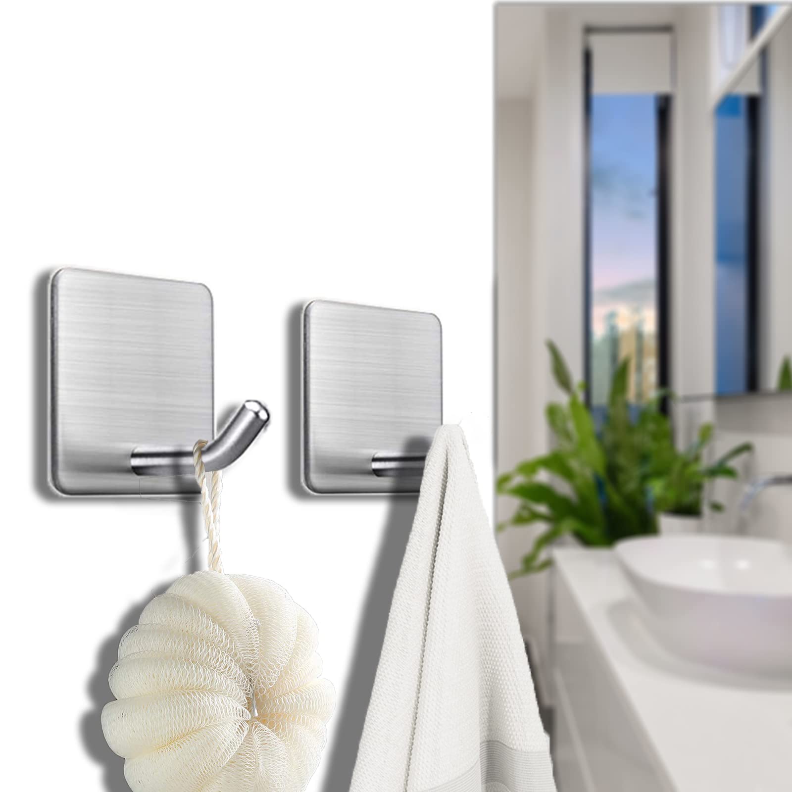 Puedno Lot De 10 Crochets Autocollants - En Acier Au Carbone