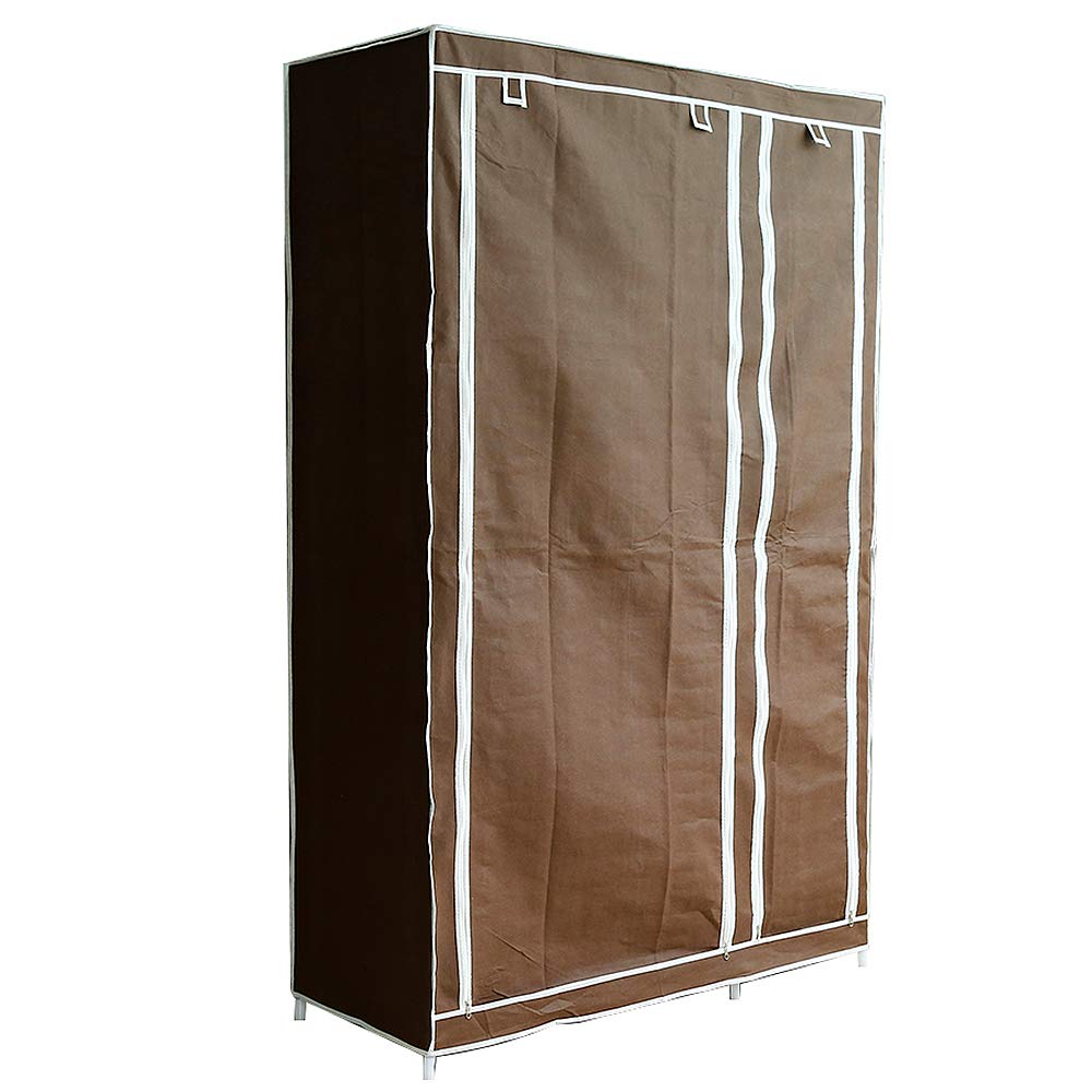 Aramrio de Tela, Armario Portátil con Varillas para Colgar, Perchero, Plegable, Guardarropa, para Dormitorio, Estudio,Armario Closet Organizador Plegable para Ropa Ropero(marrón, 110*45*178cm)