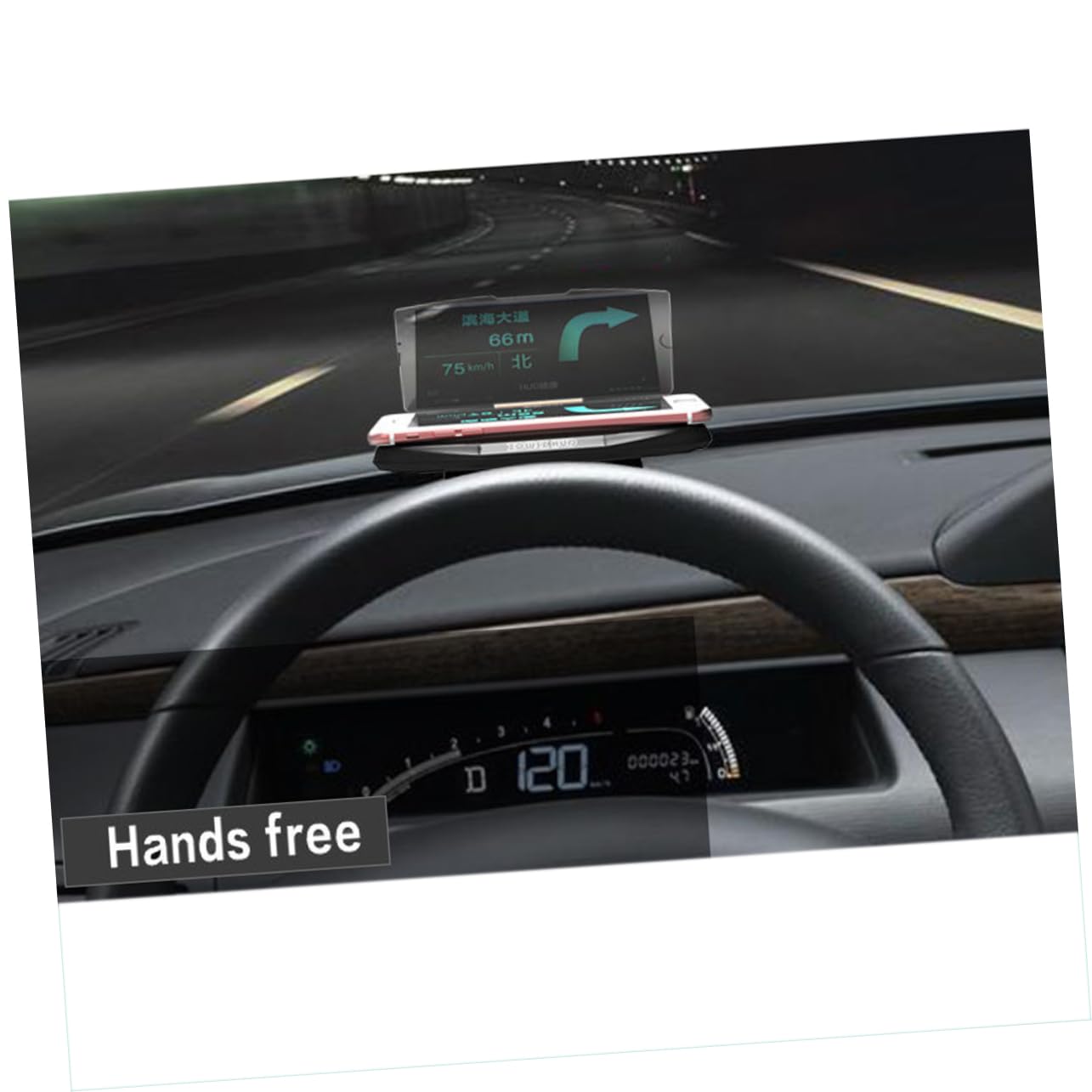Homoyoyo Supporto Telefono Auto Hud Regolabile in Abs Nero per Cruscotto | Angolo Visivo Regolabile, Tappetino Antiscivolo Incluso, Formato Compatto per Navigazione