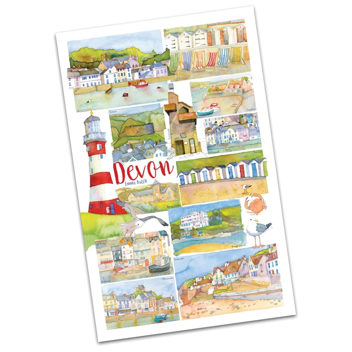 Emma Ball Multicolor Devon Tea Towel, Kitchen Accessories, Travel, Gift
