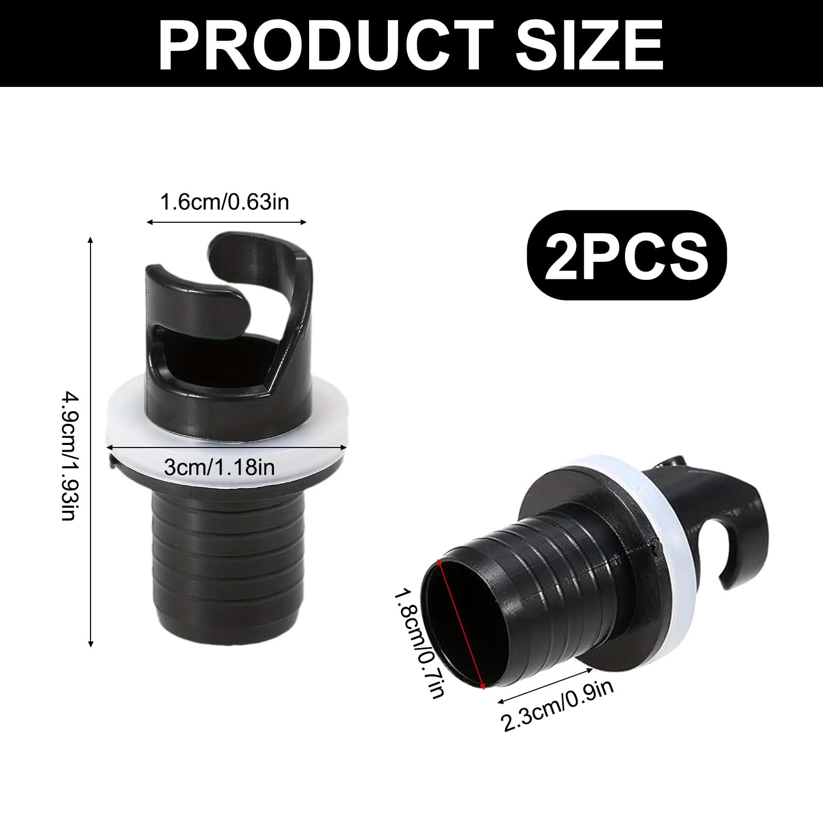 2 sztuki adapter do pompki do pontonu, adapter zaworu pompki do kajaka, szczelny i wytrzymały, obrotowy design, akcesoria do zaworów powietrznych do pontonów, kajakarstwo