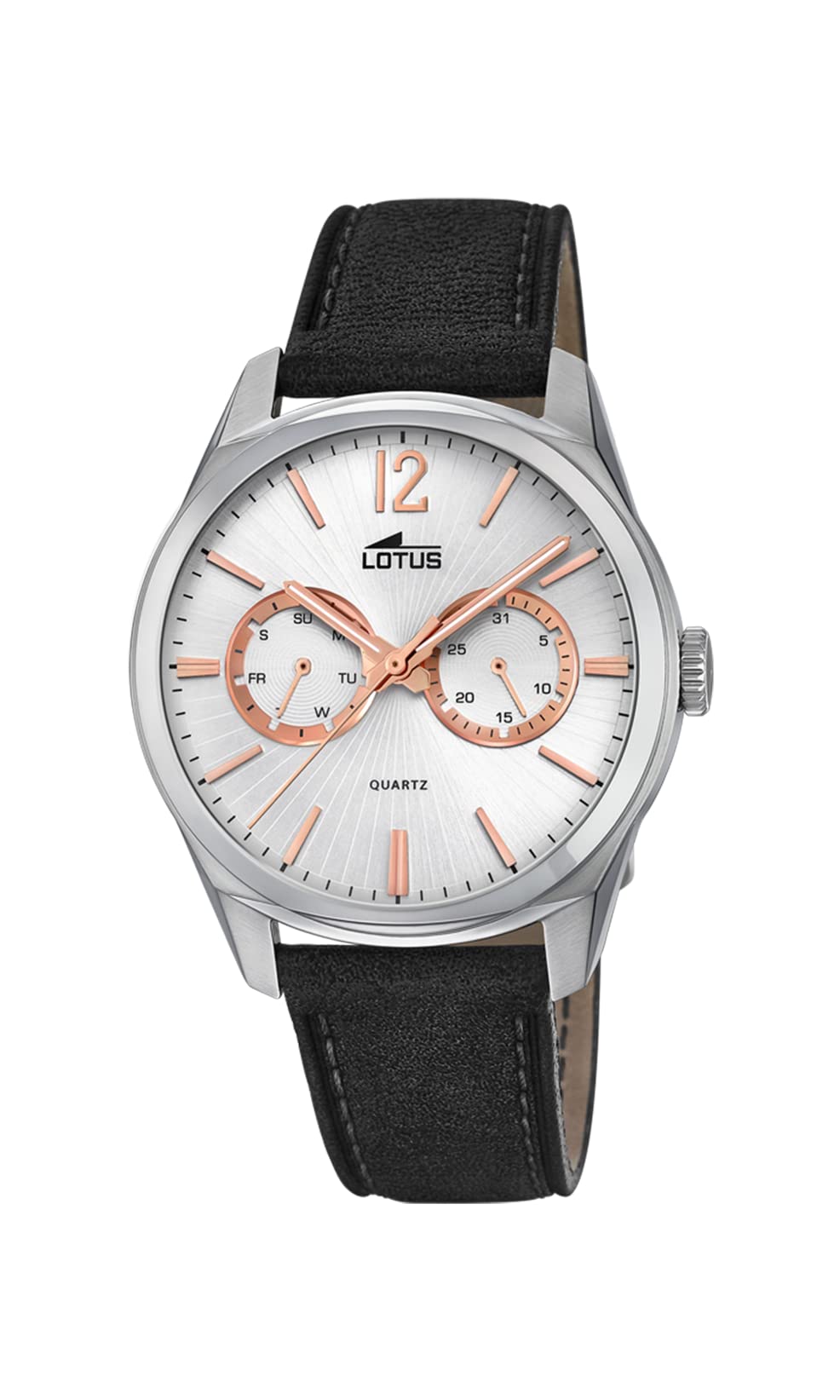 LOTUS Reloj Lotus para Hombre 18374/1 Outlet Caja de Acero Inoxidable 316l Gris Plata Correa de Cuero Negro