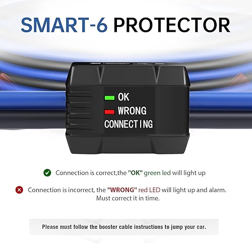 Miniatura 3 de Kit de cables de puente con protector inteligente para automóvil, calibre 6, cable de refuerzo de 16 pies para coche, SUV y camiones batería con