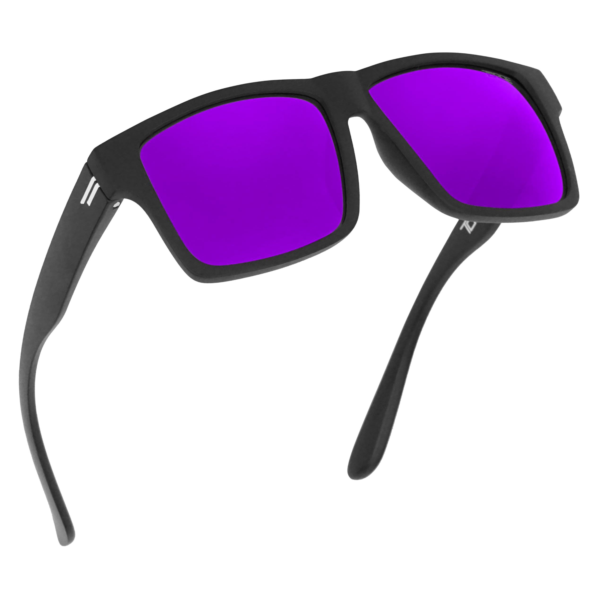 TOROE Classic RANGE TR90 Frame Polarized Unbreakable Sunglasses with Hydrophobic Coated Polycarbonate AR Lenses (Matte Black | Purple (CAT3))