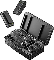 ULANZI A100 Microfone de lapela sem fio Microfone de lapela para câmera e telefone com USB C/3,5 mm/plugue, 32KHz 16Bit, cancelamento de ruído, bateria de 13,5 horas