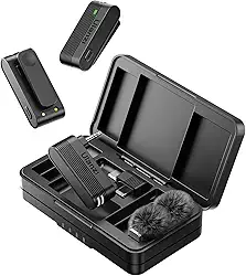 ULANZI A100 Microfone de lapela sem fio Microfone de lapela para câmera e telefone com USB C/3,5 mm/plugue, 32KHz 16Bit, cancelamento de ruído, bateria de 13,5 horas