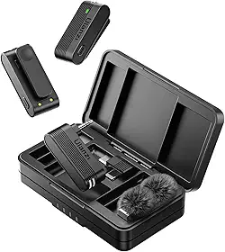 ULANZI A100 Microfone de lapela sem fio Microfone de lapela para câmera e telefone com USB C/3,5 mm/plugue, 32KHz 16Bit, cancelamento de ruído, bateria de 13,5 horas