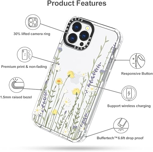 Miniatura 6 de MOSNOVO Buffertech - Funda para iPhone 13 Pro Max, Impacto de caída de 6.6 pies Anti despegar Funda protectora de TPU transparente a prueba de