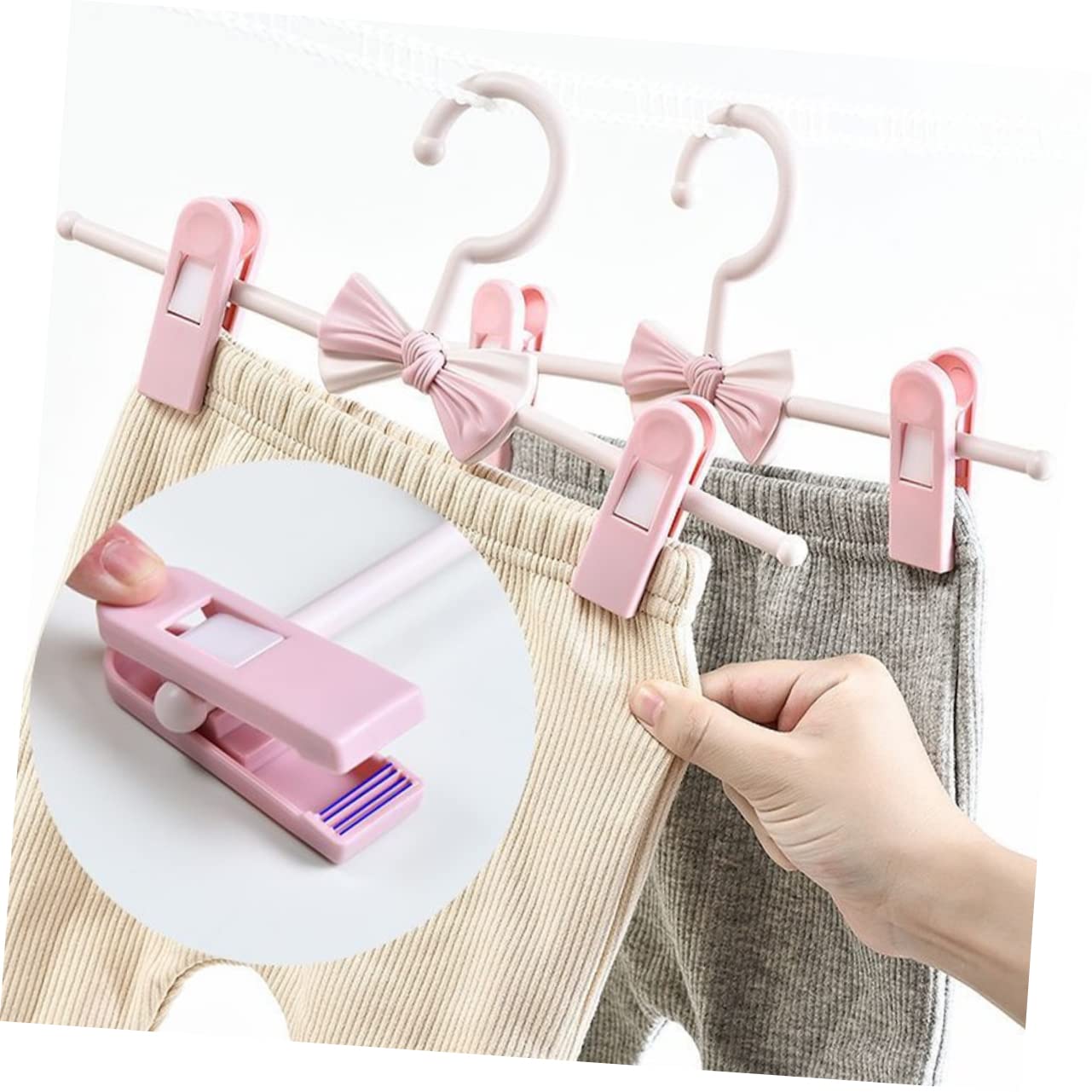Happyyami 5Pcs Adjustable Clip Hangers for Pants and Jeans Retractable Household Clothes Hangers Non Slip Design Present for Home Decor Space Saving