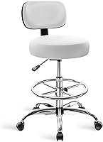 Vista 11 de SUPERJARE Silla de dibujo con respaldo, taburete con reposapiés ajustable, silla de escritorio de oficina multiusos, cojín de asiento grueso