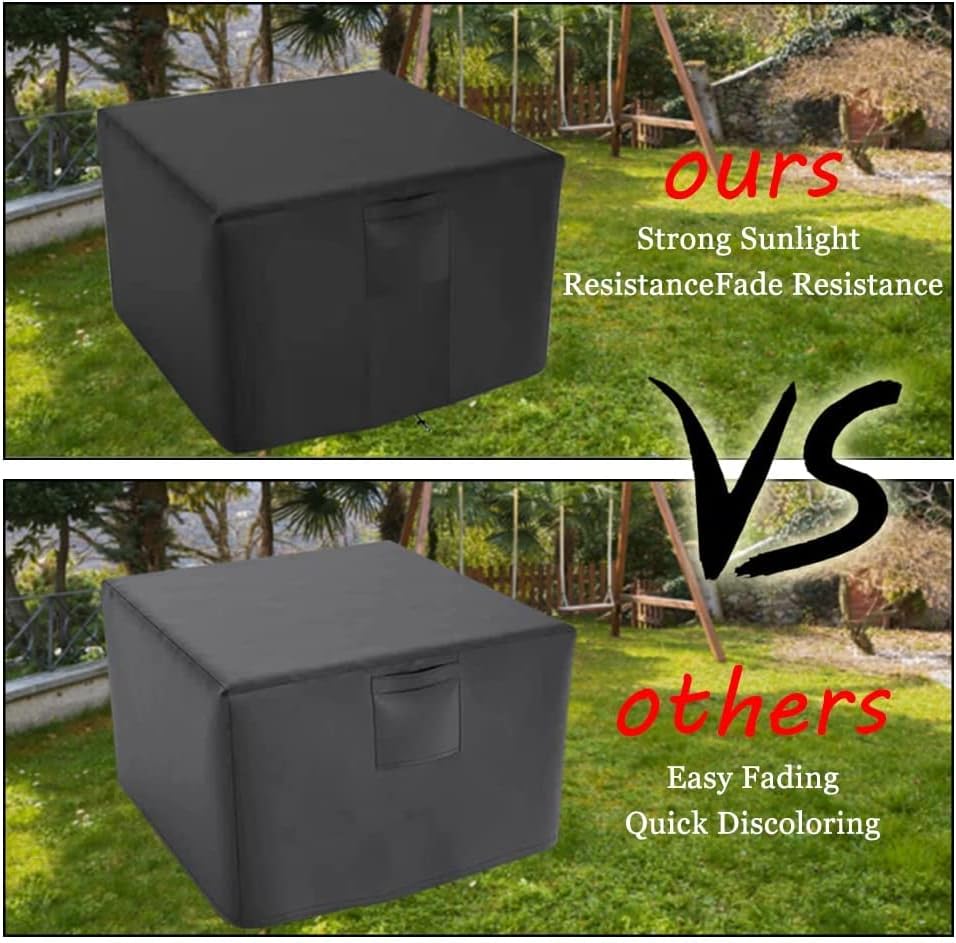 600D Fire Pit Cover 32 inch Square, Fits for 28-32 Inch Gas Fire Table, Oxford Fabric Outdoor Fireplace Cover, Waterproof Rectangle Firepit Cover (32 inch square)