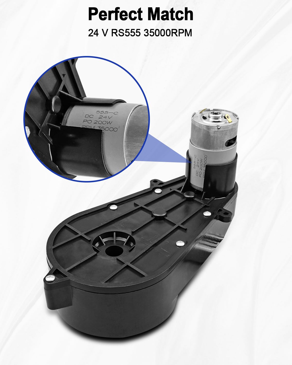 2Pcs 24V High-Speed Motor Gearbox RS555 35000RPM for Power Wheels Kid's Ride on Toys Car Motor, Upgrade 12V-20V 18V High Torque Motor for Kid's Electric Vehicle Replace Parts