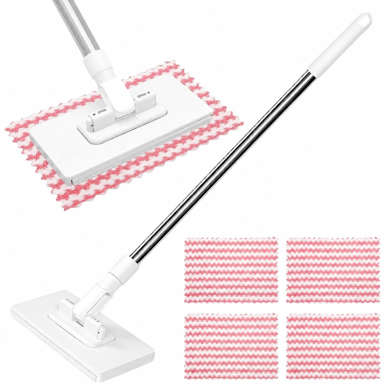 SWEEPI Mop per Pulizia Universale, Morsetto Rapido, 4 Panni Lavabili (2)
