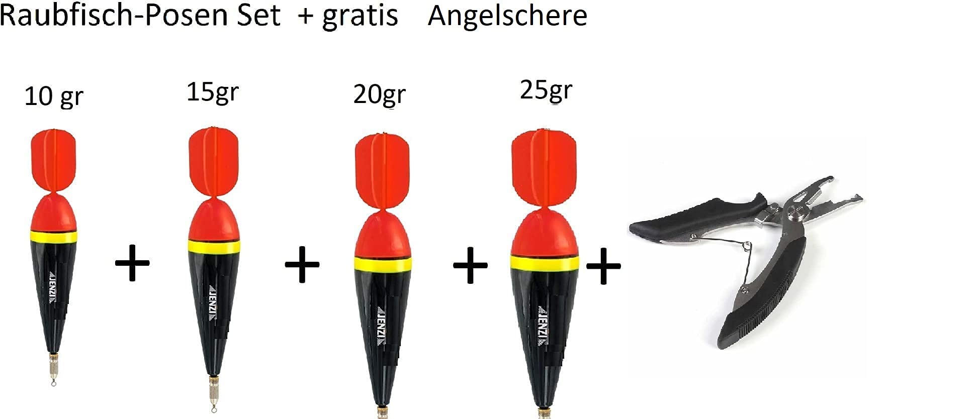 Raubfischpose Set 3-teilig - Hechtpose 10g 15g 20g Mit Angelschere