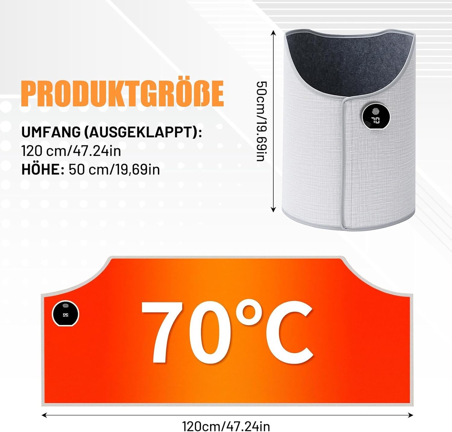 Amagogo Fußwärmer für Unter den Schreibtisch, Geräuschloses, Persönliches Heizkissen mit Einstellbarer Temperatur für Studio, Studentenwohnheim und Büro, Grau
