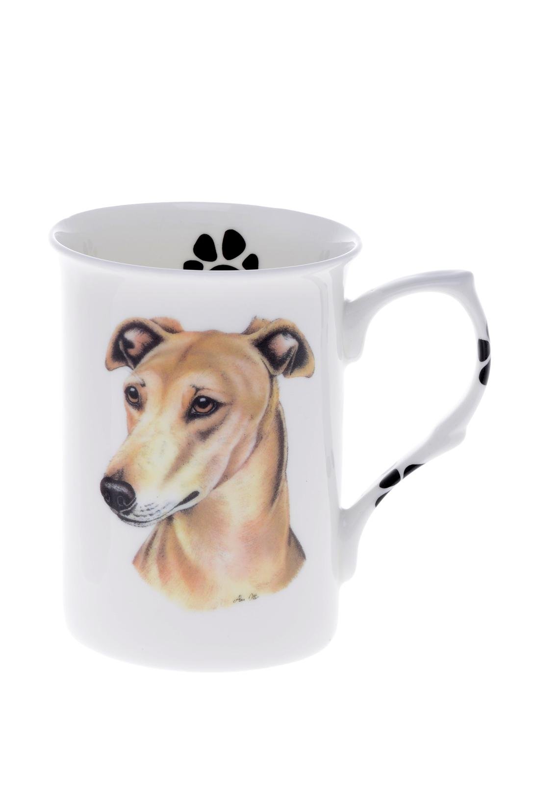 (BB33) SINGLE BONE CHINA BEAKER/ MUG/CUP Fawn Greyhound dog