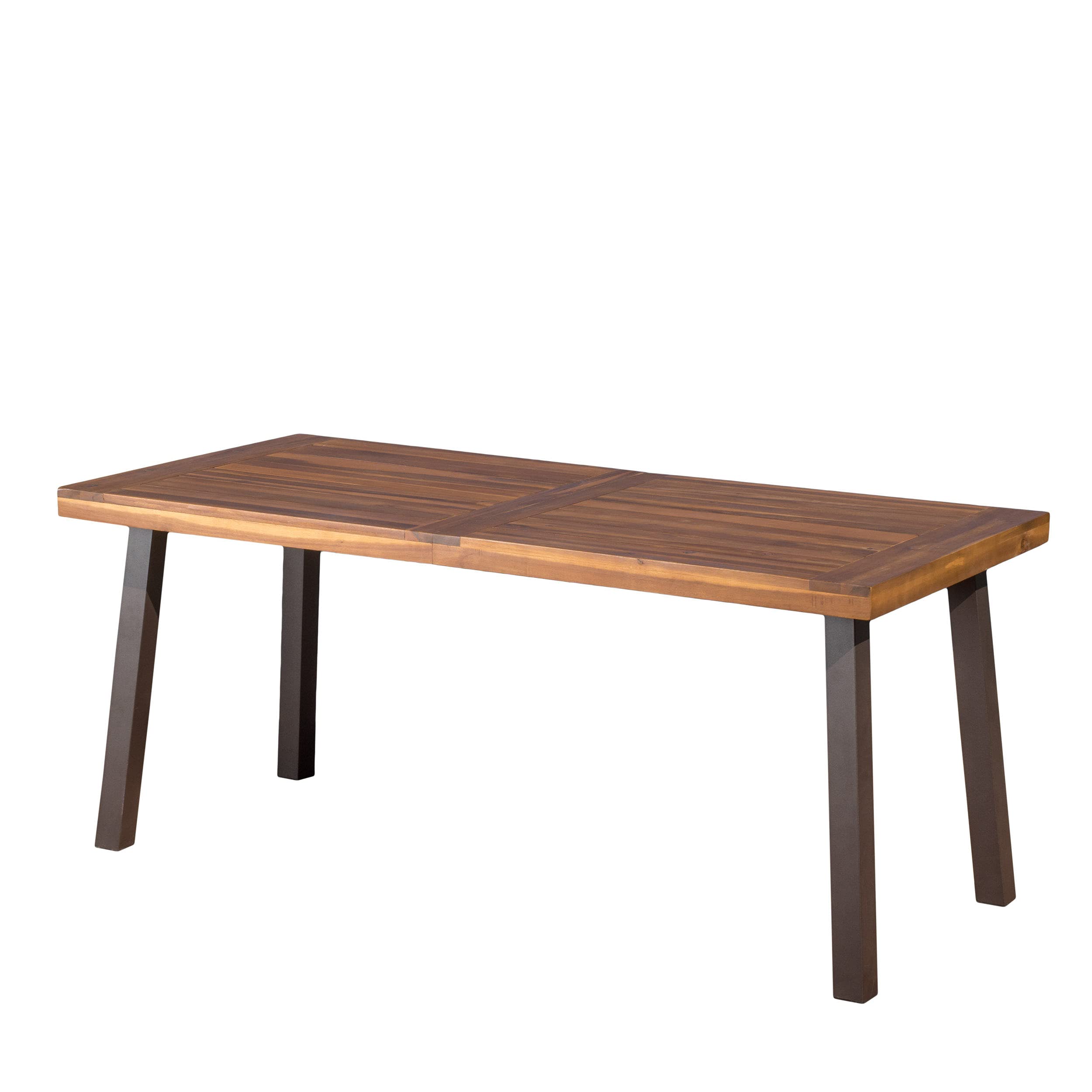Christopher Knight Home Della Acacia Wood Dining Table, Natural Stained with Rustic Metal