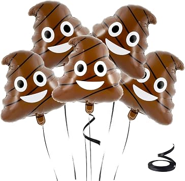 5pcs Big Poop Balloon, Foil Helium Poo Brown Balloon for Pranks Decoration, Halloween, Birthday, Retirement Party, 19x22 inch