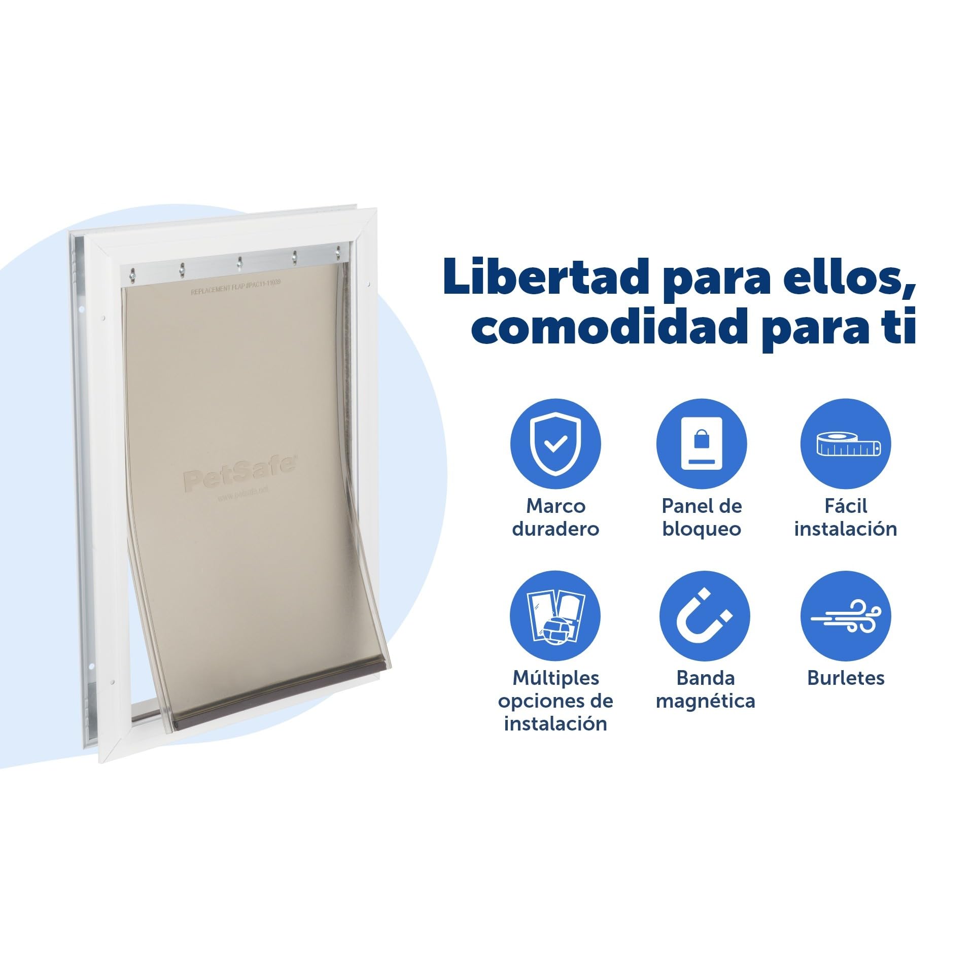 PetSafe Gatera de Aluminio - Puerta para Mascotas con Diseño Duradero, Instalación Sencilla, Sellado Resistente al Clima, para Múltiples Mascotas, L