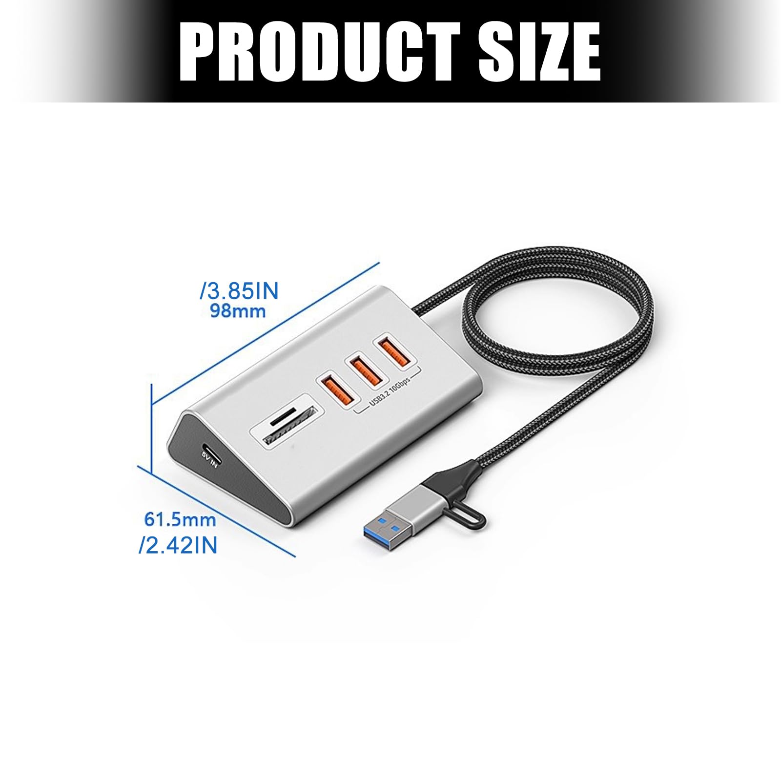 Hub USB 3.2 di tipo C ad alta velocità 10Gbps Multiport Adapter Card Reader per laptop Design in lega di alluminio Mozzi USB C Multiport in alluminio