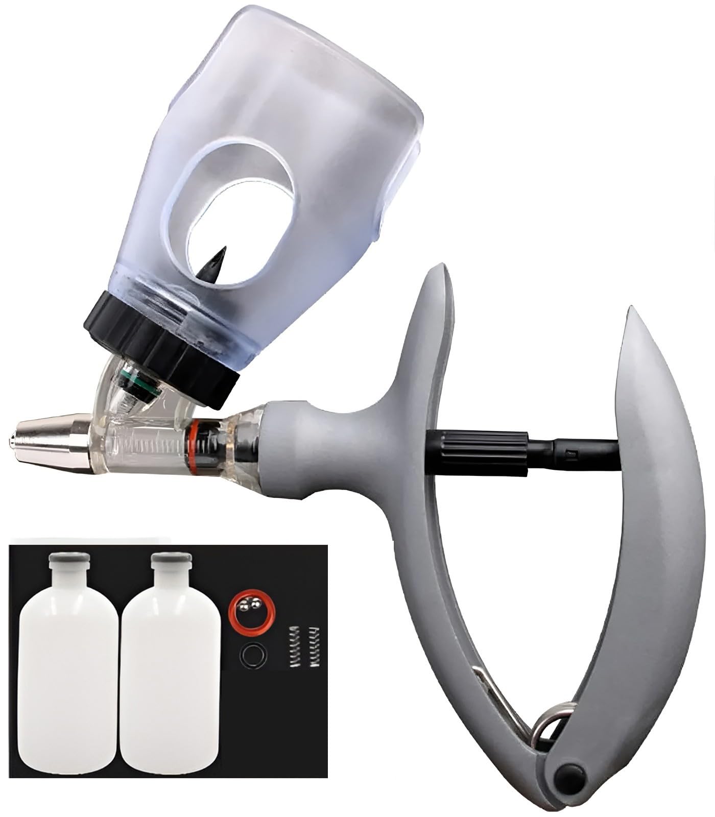 Veterinary Continuous Injector Gun, Livestock Adjustable/Reusable Precision Syringe, 2ml/5ml/10ml for Poultry Injection(B,2ML)