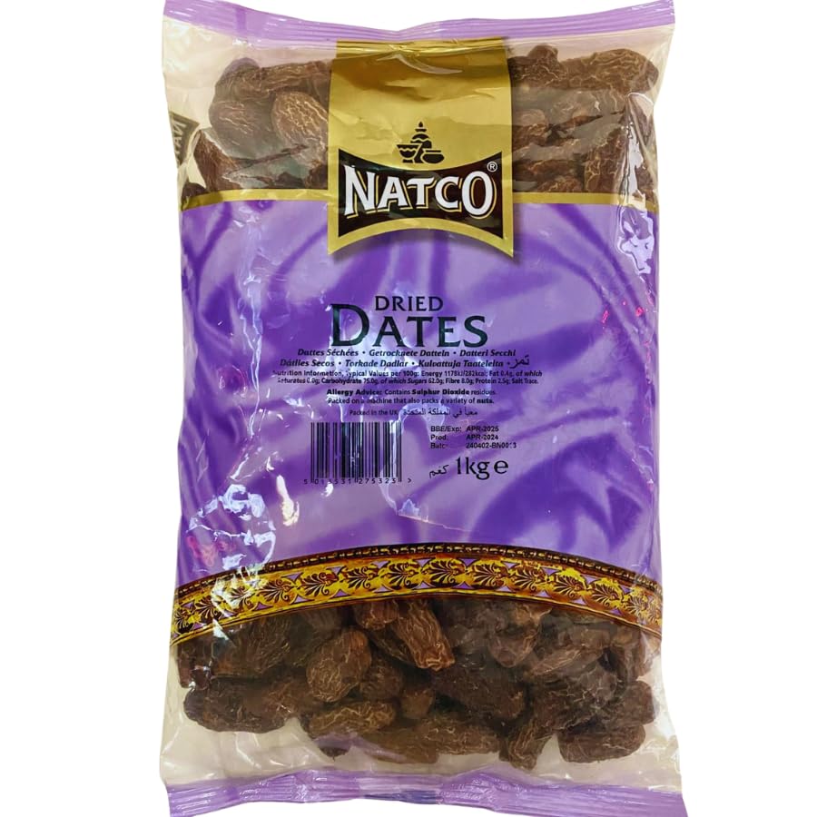 Natco Dried Dates 1kg - 1 Pack | Suitable For Vegetarians.