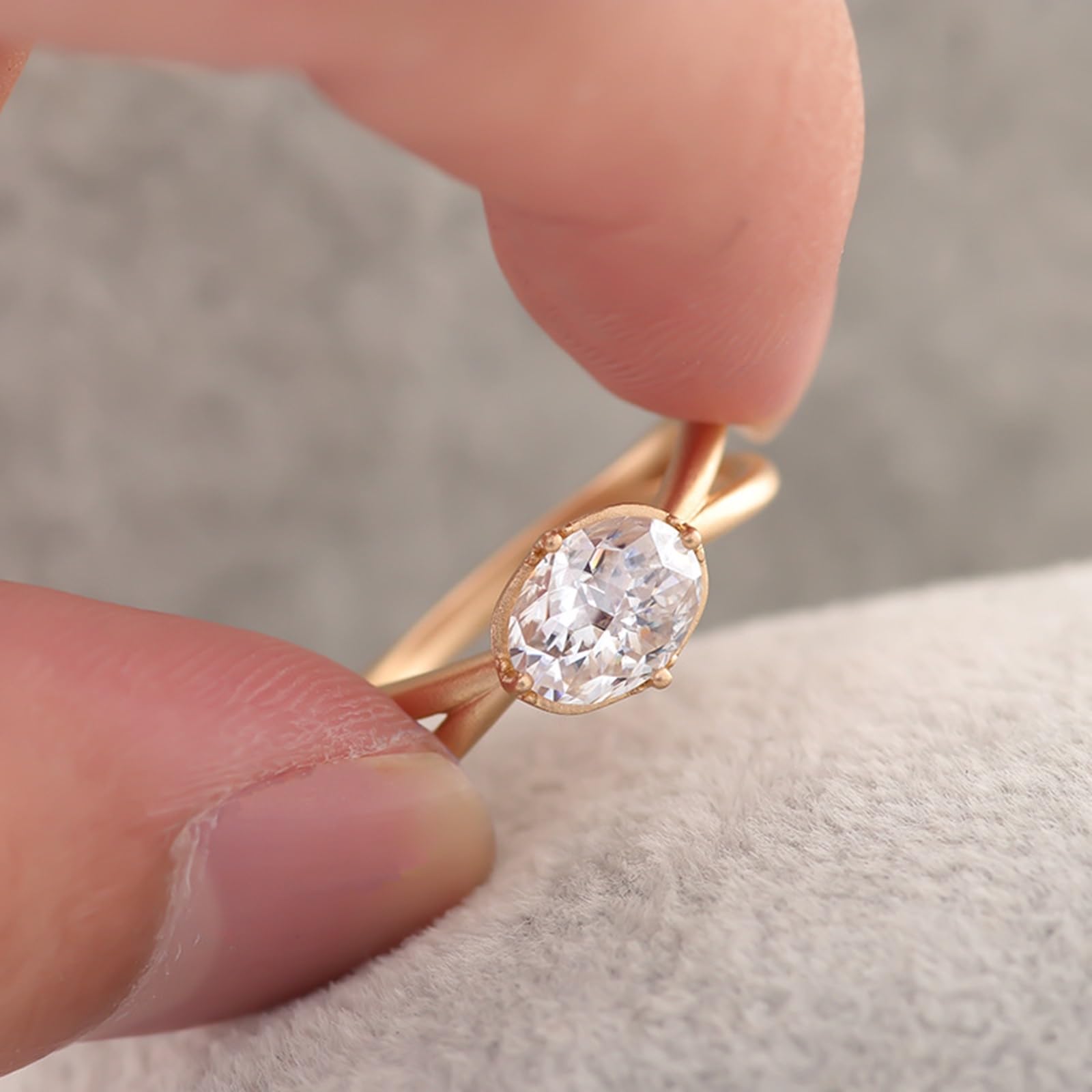 Moissanite D Color VVS1 pierścionek damski, żółte złoto, pierścionek zaręczynowy, prawdziwe złoto 375/585/750, pierścionek ślubny, 9K/14K/18K złoty, z grawerunkiem dla kobiet